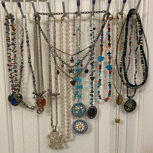 Lot of 19 fashion jewelry necklaces.